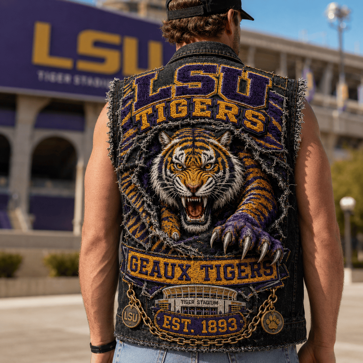 LSU PREMIUM DENIM VEST TTNL