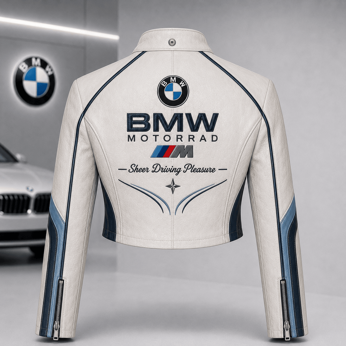 Premium BW Cropped Leather Zipper Jacket TNSM
