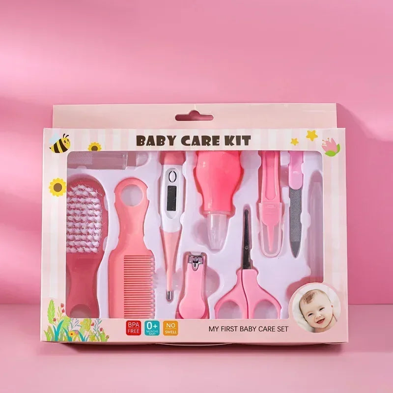10PCS Baby Health Care Grooming Kit, Nail & Hair Care Set with Thermometer, Brush, Clippers, Teether, Toothbrush